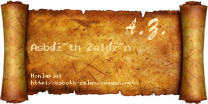 Asbóth Zalán névjegykártya